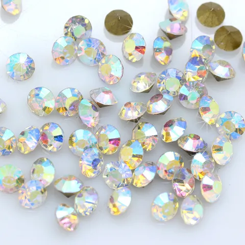 Large Pointed Back Round Glass Rhinestones Colorful Crystal Diamond Nail Art Phone Case DIY Craft Jewelry Decoration