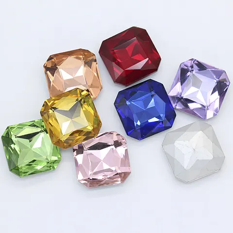 Faceted Square Octagon Pointed Back Glass Rhinestones Loose Gems Crystals For Nail Art Clothing DIY Jewelry Craft Making