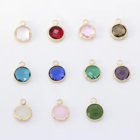 DIY Round Glass Alloy Pendant Charm For Handmade Bracelet Necklace Earring Jewelry Making Accessories