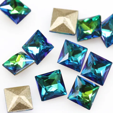 Phantom Blue Chameleon Glass Rhinestones Iridescent Pointed Back Crystal Gems For Nail Art DIY Bridal Craft Decoration Accessories