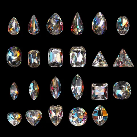 Strass pour Ongles à Fond Pointu AB Coloré Multi Formes Cristaux de Verre Gemmes Brillantes Irrégulières pour Manucure