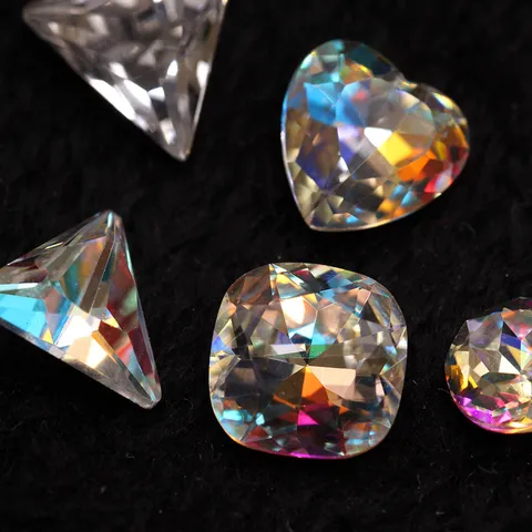 Strass pour Ongles à Fond Pointu AB Coloré Multi Formes Cristaux de Verre Gemmes Brillantes Irrégulières pour Manucure