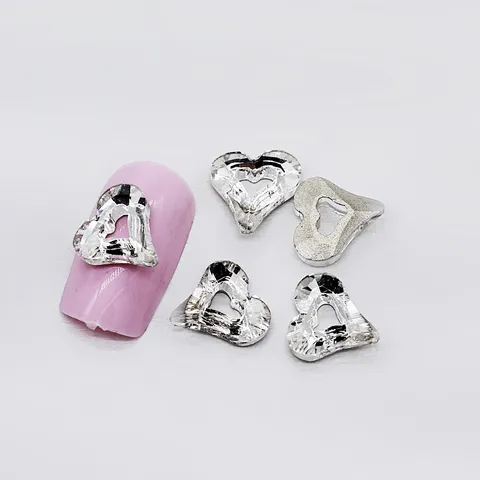 Heart Shape Nail Art Rhinestones Glass Crystal 3D Asymmetrical Heart Charms For DIY Bridal Nail Decoration Accessories