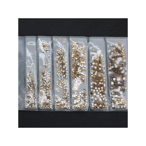 Glas Platte Achterkant Strass Set Voor Nagelkunst DIY Decoratie Kleurrijke Geometrische Ronde Strass Kit Voor Vrouwen Ambacht Manicure