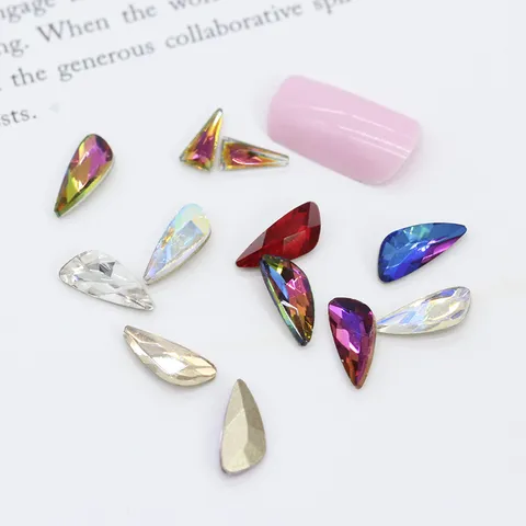 Alas de Ángel Diamantes de Imitación para Uñas Vidrio Cristal Piedras de Fondo Puntiagudo Para DIY Manicura Boda Decoración de Novia Accesorios de Belleza