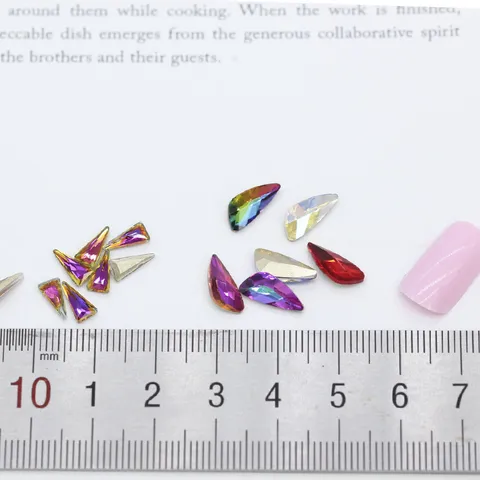 Alas de Ángel Diamantes de Imitación para Uñas Vidrio Cristal Piedras de Fondo Puntiagudo Para DIY Manicura Boda Decoración de Novia Accesorios de Belleza