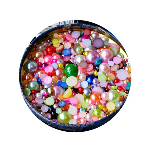 Perles Demi-Rondes de Tailles Mixtes Perles Plateaux en Plastique Résine Pour Nail Art Beauté de Téléphone Décoration DIY