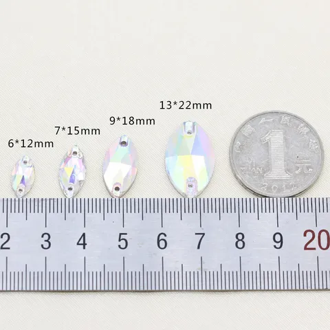 Glas Aufnähstrass Flache Rückseite Navette Marquise Strasssteine Kristall Edelsteine Für DIY Kleidung Schuhe Taschen Basteln