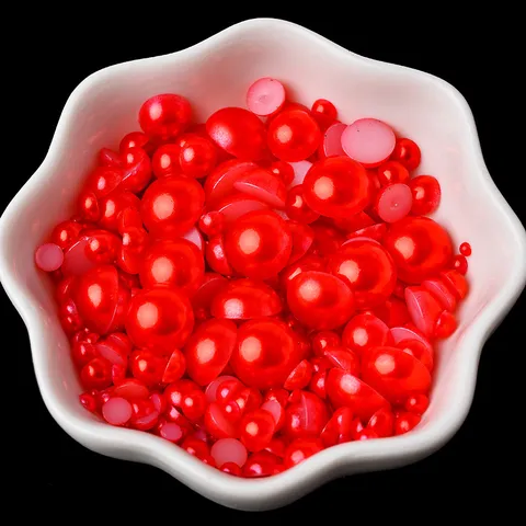 Perles Demi-Rondes de Tailles Mixtes Perles Plateaux en Plastique Résine Pour Nail Art Beauté de Téléphone Décoration DIY