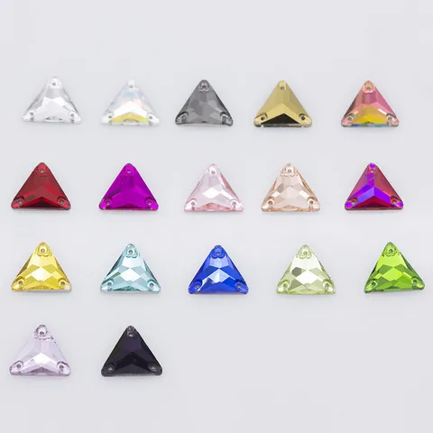 Dreieck Glas Aufnähbar Strasssteine Kristall Flache Rücken Knöpfe Für DIY Kleidung Hochzeitskleid Schuhe Zubehör