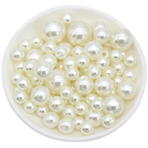 ABS Plastic Artificial Pearl Beads Double Hole Round Loose Beads For Clothing Accessories DIY Jewelry Craft Making