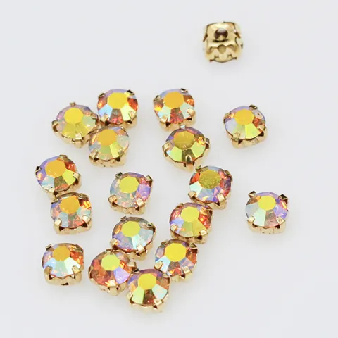 Diamantes de Imitación de Vidrio con Bases de Garra de Metal Piedras de Vidrio de Cristal para Costura de Prendas DIY Accesorios para el Cabello Decoración