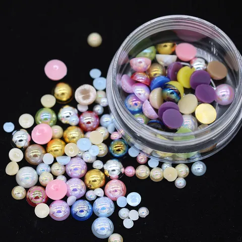 Perles Demi-Rondes à Dos Plat Perles en Résine Iridescentes Pour Nail Art Artisanat DIY Chaussures sacs Coiffure Décoration Vente en Gros