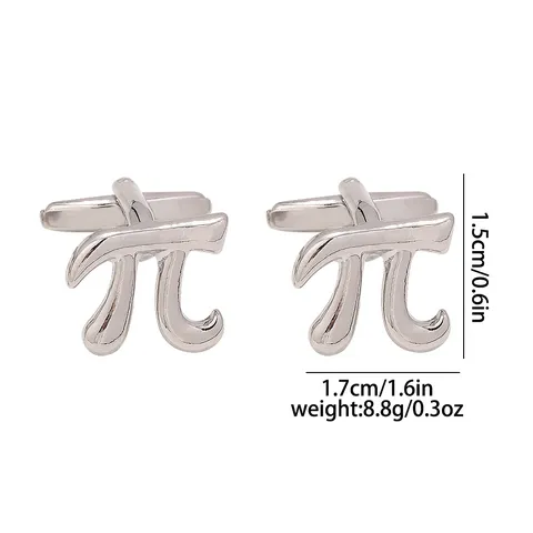 Silver Alloy Mathematical Pi Symbol Cufflinks For Men Business French Shirt Cuff Links Professional Dress Ornaments Jewelry