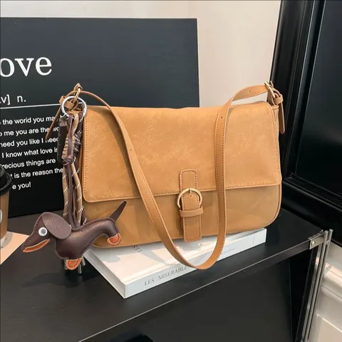 Sac Underarm en Cuir PU Vintage pour Femmes Sac à Bandoulière Rétro Décontracté Couleur Unie Fermeture Éclair Sac à Main