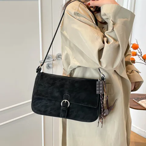 Sac Underarm en Cuir PU Vintage pour Femmes Sac à Bandoulière Rétro Décontracté Couleur Unie Fermeture Éclair Sac à Main