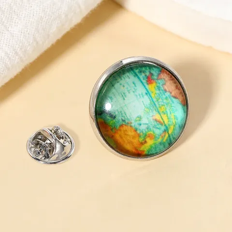 Broche de Cabujón de Vidrio Retro Mapa Del Mundo Árbol de la Vida Pin Redondo Vintage Tai Chi Reloj Para Ropa Bolsos Unisex