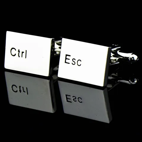Creatieve Computertoetsenbordtoetsen ESC CTRL Zilveren Manchetknopen Koperen Vergulde Overhemd Manchetknopen Voor Heren Dames Casual Kantoor Sieraden Accessoire Cadeau