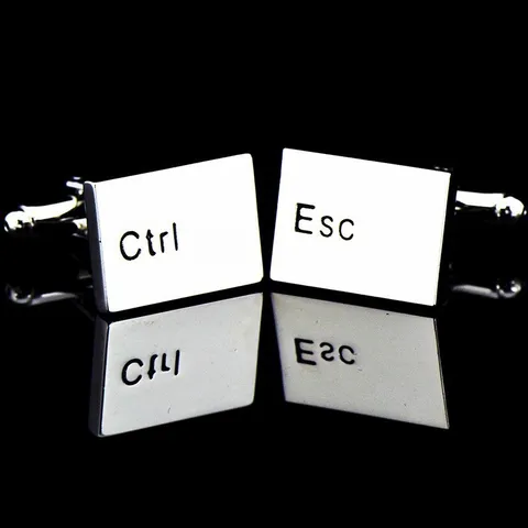 Creatieve Computertoetsenbordtoetsen ESC CTRL Zilveren Manchetknopen Koperen Vergulde Overhemd Manchetknopen Voor Heren Dames Casual Kantoor Sieraden Accessoire Cadeau