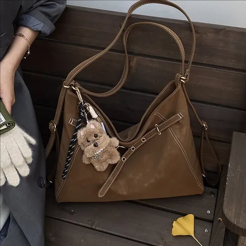 Sac à Dos Multifonctionnel en Cuir PU Rétro Mat Simple Épaule Aisselle Cabas Grande Capacité Sac Femme Trajet