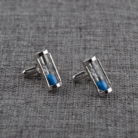 Vintage Zinc Alloy Glass Hourglass Quicksand Cufflinks Western Geometric Electroplated Shirt Suit Formal Accessories For Men Women Jewelry
