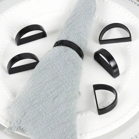 Modern Minimalist Zinc Alloy Napkin Rings D-Shaped Metal Napkin Holders Electroplated Dinner Table Decor For Home Kitchen Wedding Party