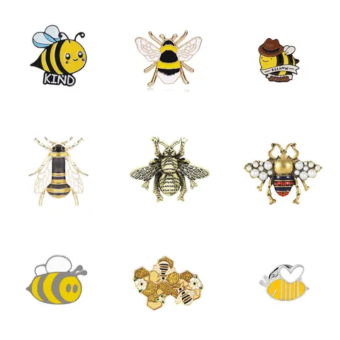 Cute Cartoon Bee Zinc Alloy Brooch Badge Rhinestone Artificial Pearl Animal Lapel Pin For Bags Clothes Decoration Unisex