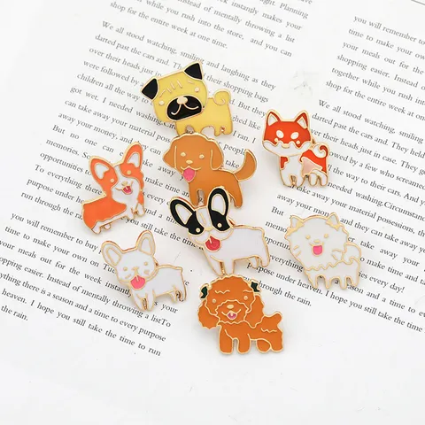 Cute Cartoon Animal Dog Cat Alloy Enamel Brooch Pin Fashion Clothes Lapel Badge Jewelry Gift For Women Kids Students
