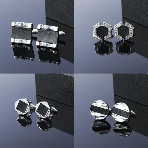 Boutons de Manchette Français d'Affaires pour Hommes en Alliage Géométrique Étoilé Strass Accessoires de Chemise Cadeau de Bijoux