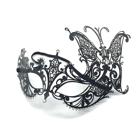 Venetian Butterfly Half Face Metal Hollow Rhinestone Mask Adult Women Princess Halloween Party Costume Masquerade Mask