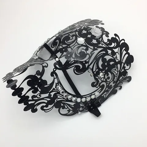 Halloween Masquerade Full Face Skull Metal Iron Mask Rhinestone Party Cosplay Costume Prop
