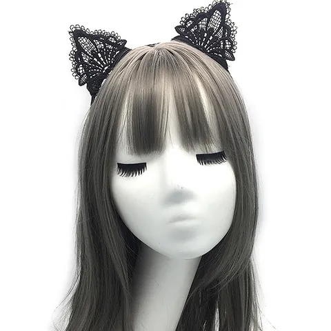 Sweet Lace Cat Ear Headband Cute Polka Dot Bow Bell Hair Hoop Party Hair Accessories For Women And Girls