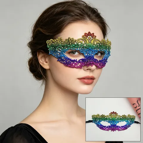 Halloween Masquerade Lace Mask Colorful Bronzing Half Face Eye Mask Party Cosplay Costume Accessories For Women