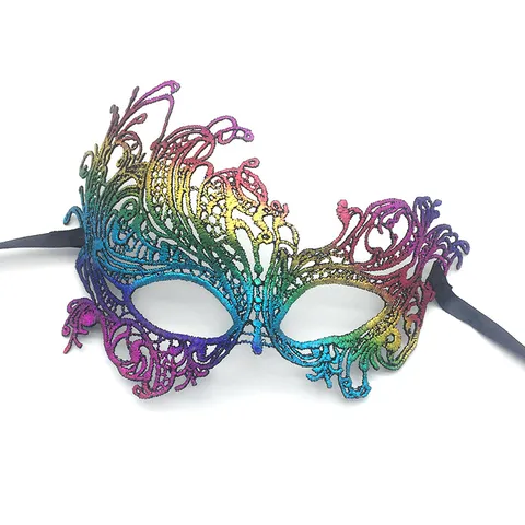 Colorful Bronzing Lace Masquerade Mask Half Face Halloween Fox Eye Mask Party Cosplay Props Decorative Venetian Mask