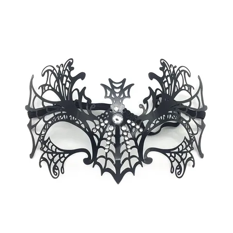 Halloween Black Metal Hollow Bat Mask Rhinestone Half Face Masquerade Mask For Women Party Costume Prom