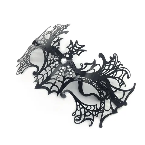 Halloween Black Metal Hollow Bat Mask Rhinestone Half Face Masquerade Mask For Women Party Costume Prom