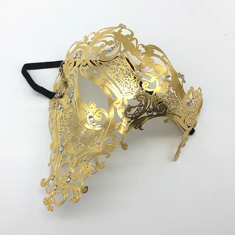 Halloween Party Maskenball Halbgesicht Metall Strass Maske Männer Ajour Punk Augenmaske Venezianische Kostüm Requisite