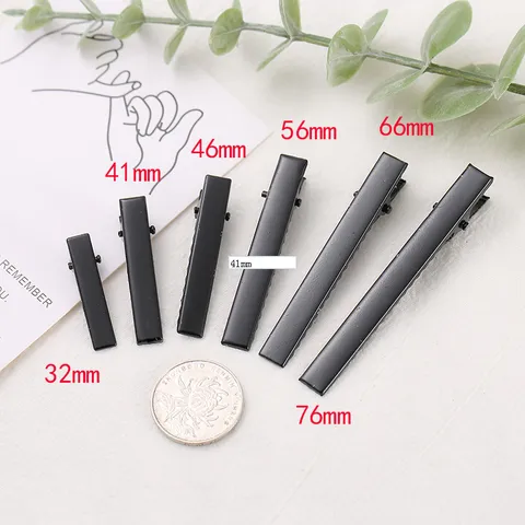 Schwarze Einbrennlackierte Metall Entenschnabel Haarklammern DIY Haaraccessoires Quadratische Haarnadeln Bastelbedarf