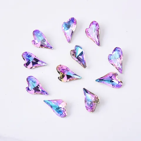 Strass per Unghie in Cristallo K9 Forma di Cuore Storto Diamante Brillante Ciondoli per Nail Art Decorazioni per Manicure fai da te