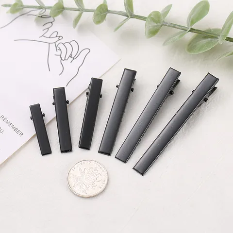 Schwarze Einbrennlackierte Metall Entenschnabel Haarklammern DIY Haaraccessoires Quadratische Haarnadeln Bastelbedarf
