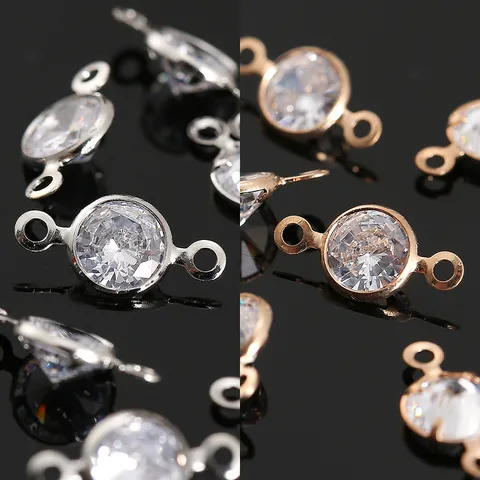 Kupfer Zirkonia Anhänger DIY Schmuckzubehör Einzel Doppelschlaufe Tropfen Charme Für Damen Halskette Ohrring Herstellung