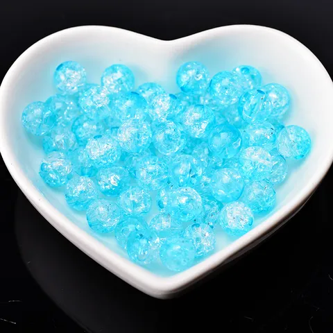 Colorful Crackle Acrylic Round Beads Transparent Gradient Loose Beads For DIY Bracelet Necklace Jewelry Making