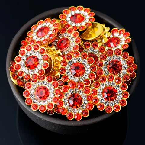 Bottone con Strass di Girasole Base in Metallo Fiore di Cristallo Bottone Piatto Lucido per Accessori per Capelli Fai da Te Artigianato di Abbigliamento