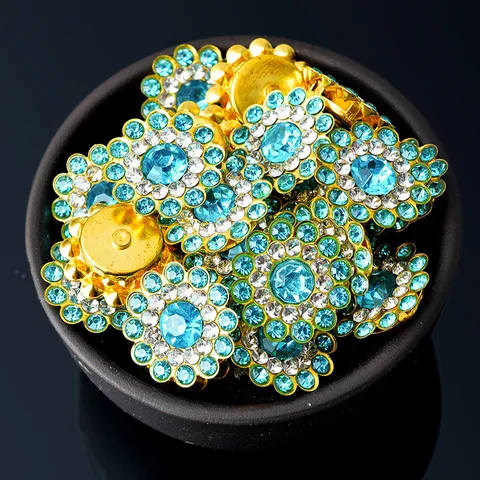 Bottone con Strass di Girasole Base in Metallo Fiore di Cristallo Bottone Piatto Lucido per Accessori per Capelli Fai da Te Artigianato di Abbigliamento