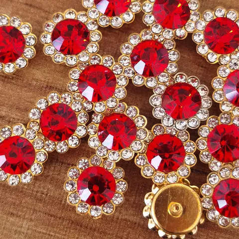 Rhinestone Flower Button Flatback Rhinestone Crystal Embellishment For Bowknot Hair Accessories DIY Craft Decor Jewelry Making