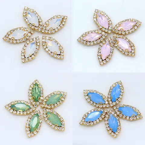 Strass en Verre Cousu Main DIY Bordure en Dentelle Pierres Vrac Gemmes Cristal à Dos Plat pour Robe de Mariée Accessoires de Couture