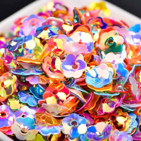 Plum Blossom Sequins Loose Paillettes With Center Hole For DIY Hand Sewing Garment Trims Crafts Wedding Dress Decoration
