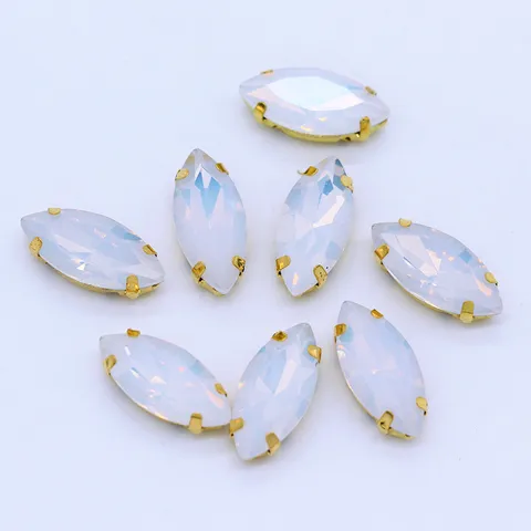 Glass Rhinestones Crystal Flatback Gems With Gold Base Claw Settings For Nail Art DIY Clothing Craft Jewelry Making