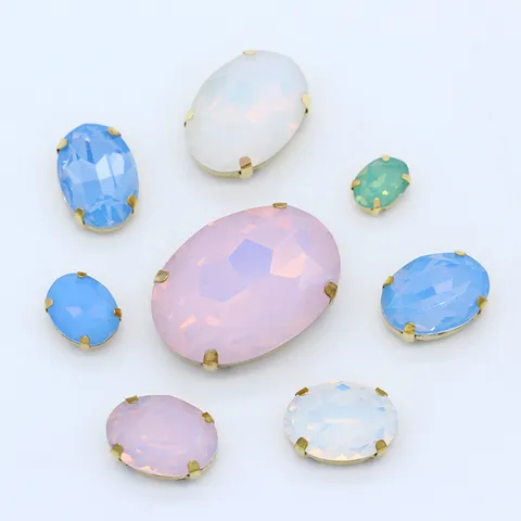 Glass Rhinestones Crystal Flatback Gems With Gold Base Claw Settings For Nail Art DIY Clothing Craft Jewelry Making