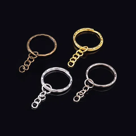 Metall Schlüsselringe DIY Verlängerungskette Schlüsselbucht Flache Ringe Bastelzubehör Gold Silber Bronze Schlüsselring Befunde